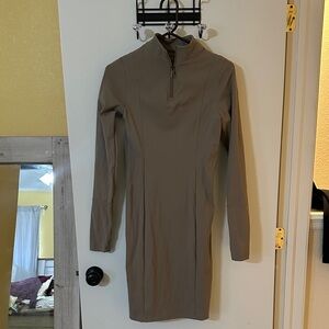 Elegant Tan Long-Sleeve Dress